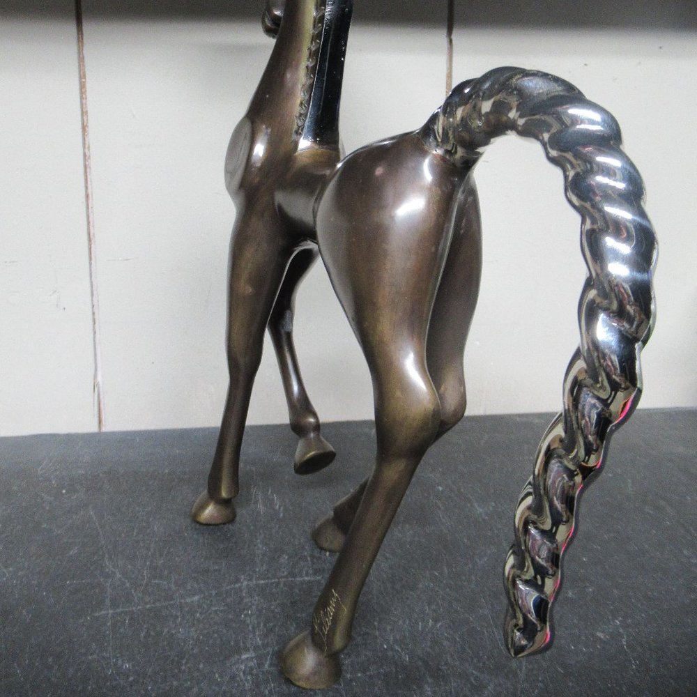 Estate Large Art Deco Bronze and Silver-Overlay Dolby Horse Figurine - Picture 10 of 14